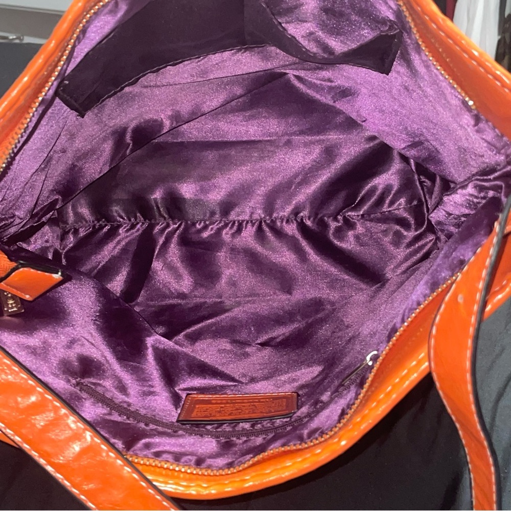 COACH Orange Tan Purse Buckle Strap Shoulder Bag - Picture 5 of 7